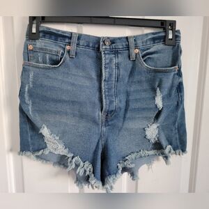 BBJ Los Angeles Womens Button Front High Rise Demin Distressed Shorts Size 29